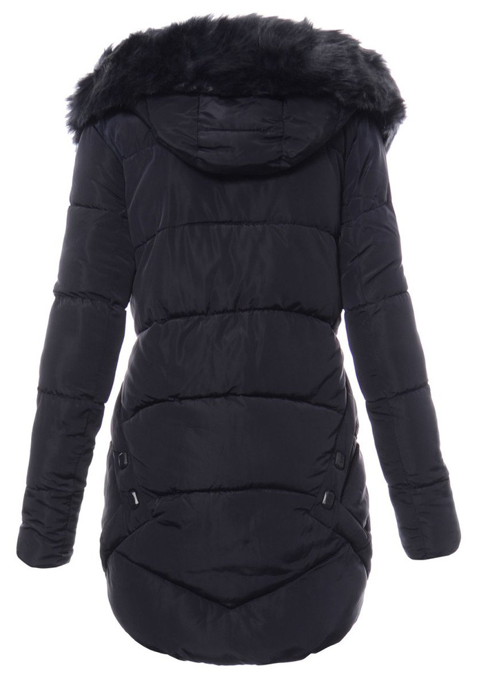 Damska Długa Zimowa Kurtka Ortalionowa Granatowa