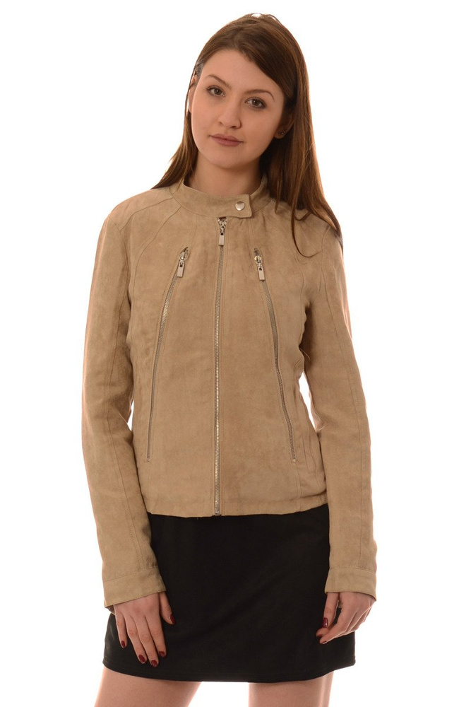 Ramoneska Beżowa z Zamszu