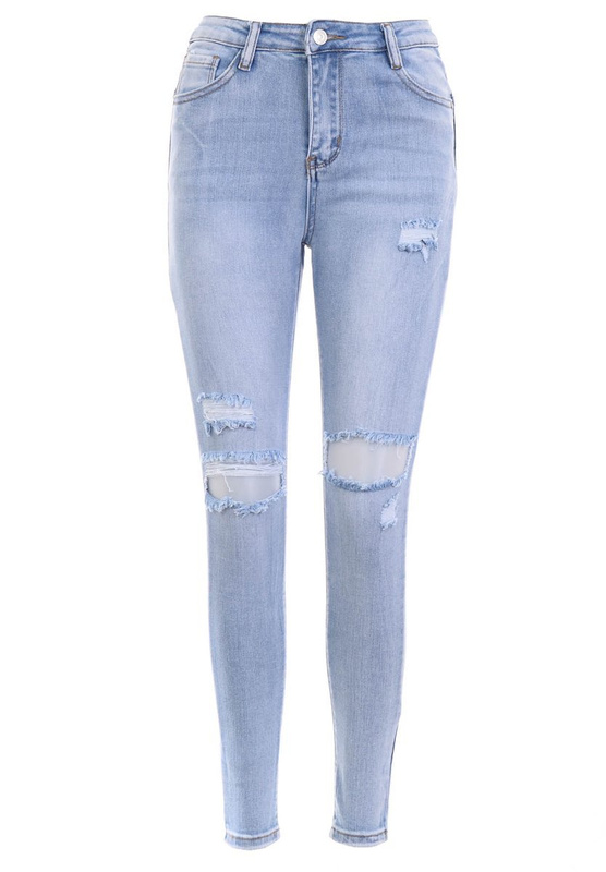 Damskie Spodnie Jeansowe Niebieskie