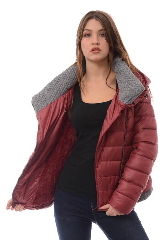 Damska Zimowa Ortalionowa Kurtka Alisa Bordowa