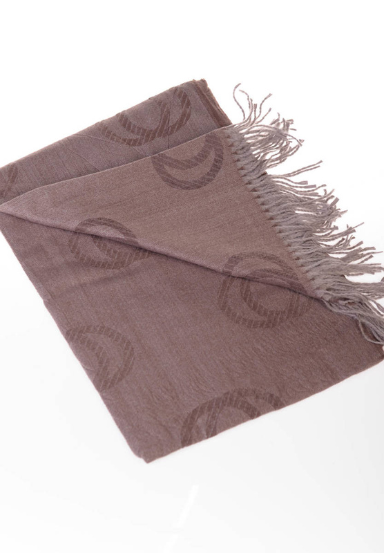 Szal Damski Wzór W Koła Brązowy