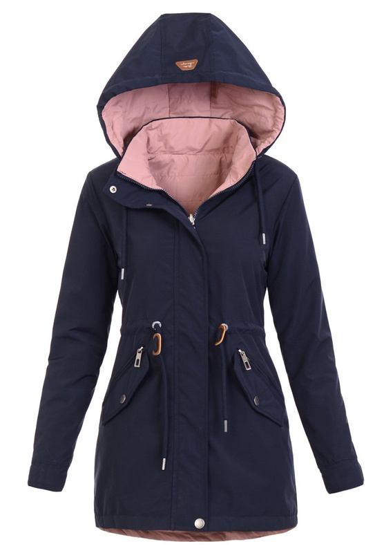 Parka Wiosenna Dwustronna Granatowo- Różowa
