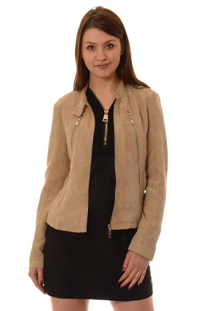 Ramoneska Beżowa z Zamszu