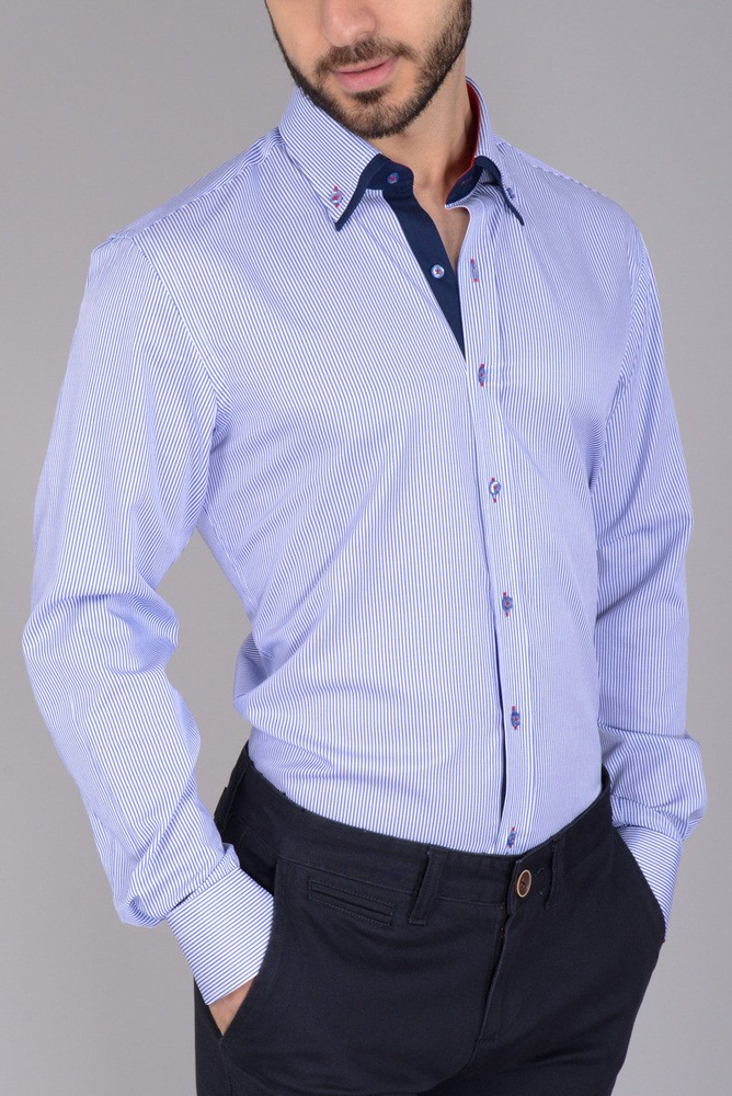 Elegancka Męska Koszula Delikatne Prążki