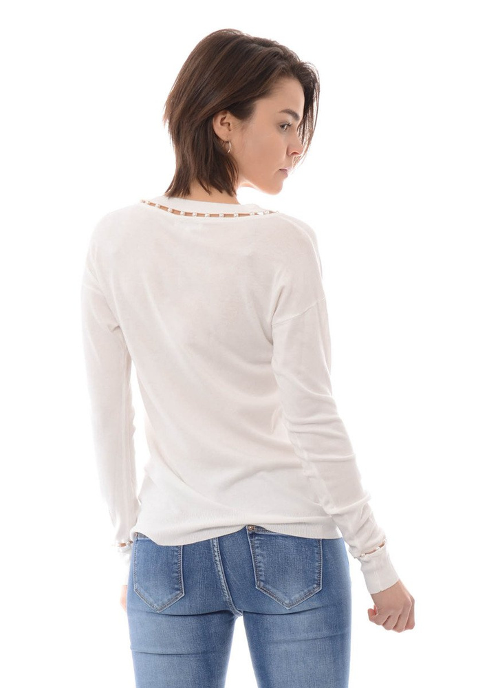 Damska Bluzka Sweterek Perełki Biały