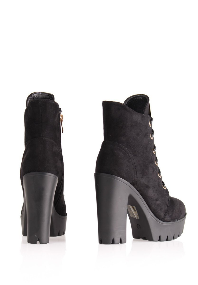 Botki Welurowe Na Platformie Czarne