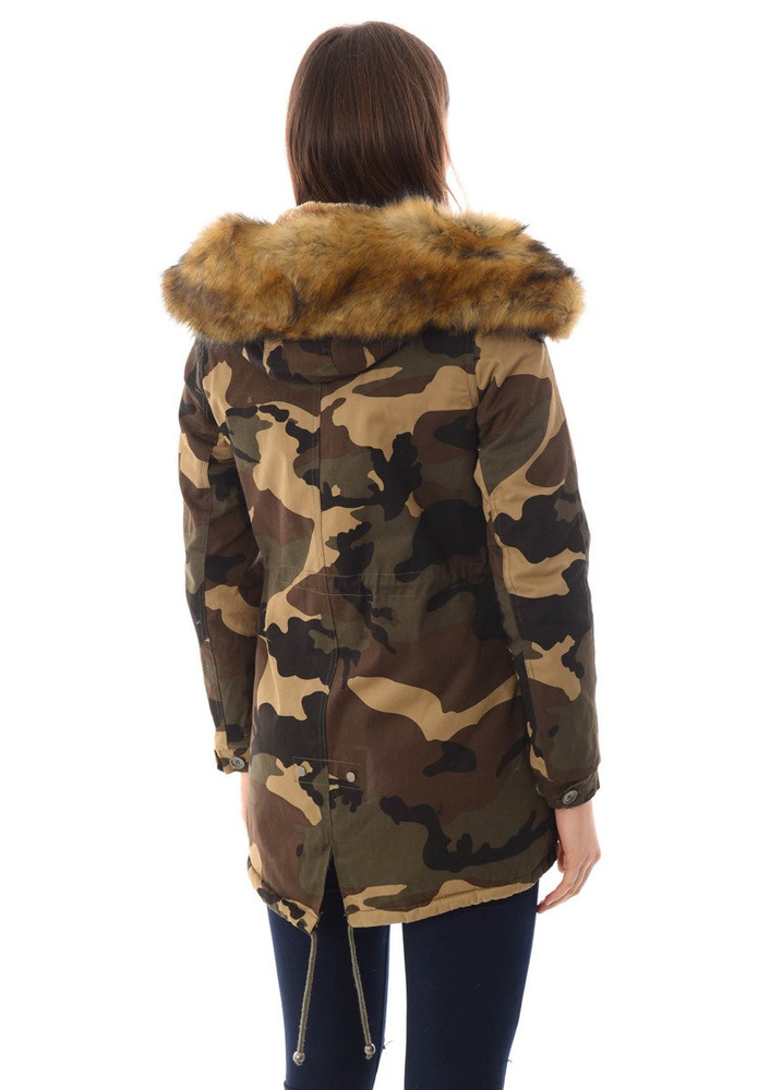 Parka Filomena Zielona z Brązowym Futerkiem