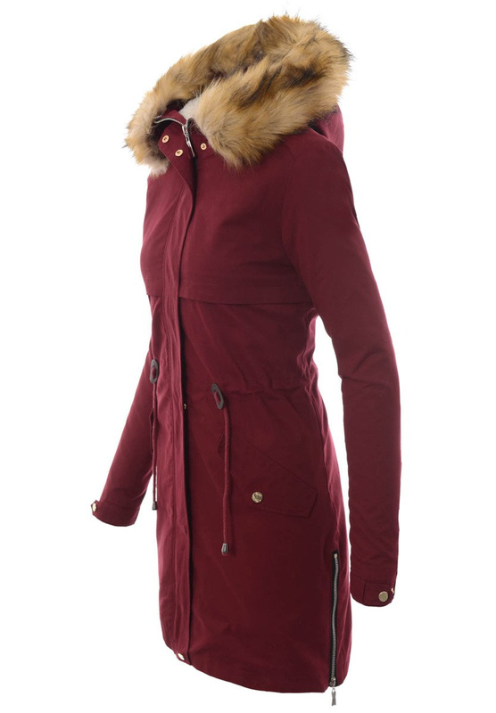 Damska Kurtka Parka Zimowa 2w1 Bordowa