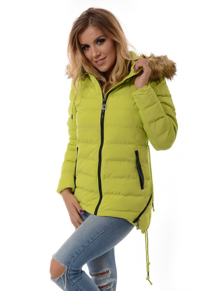 Damska Zimowa Kurtka Ortalionowa Limonkowa