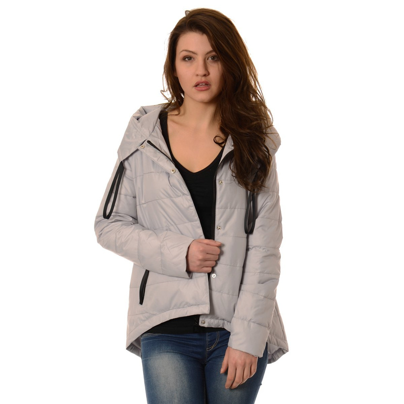 Kurtka Przejściowa Damska Asymetryczna Szara