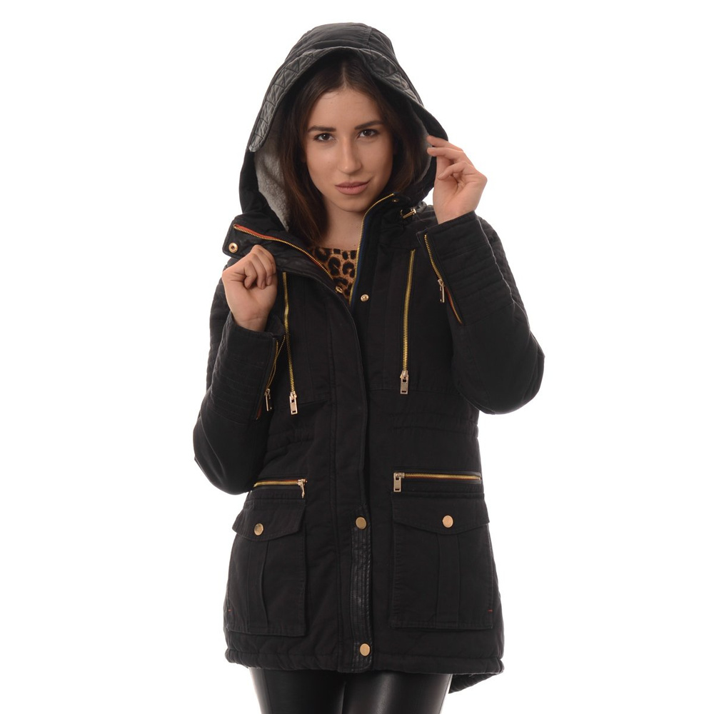 Damska Kurtka Parka Zimowa Czarna