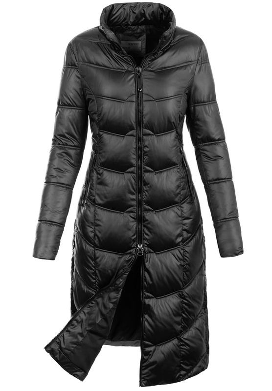 Damska Długa Kurtka Pikowana Stella Czarna