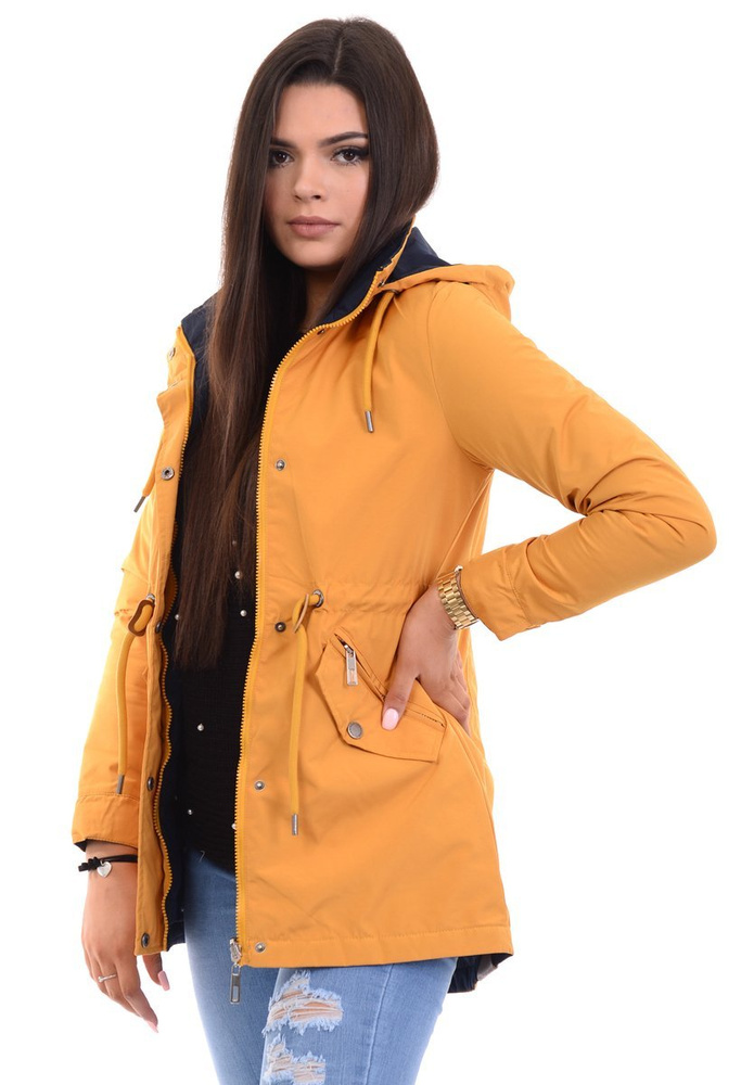 Parka Wiosenna Dwustronna Żółto-Granatowa