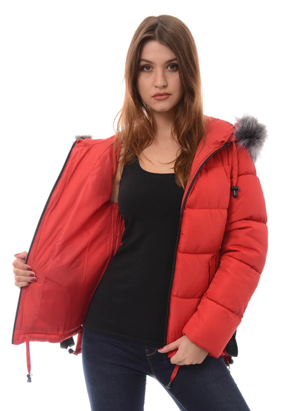 Damska Zimowa Kurtka Ortalionowa Czerwona
