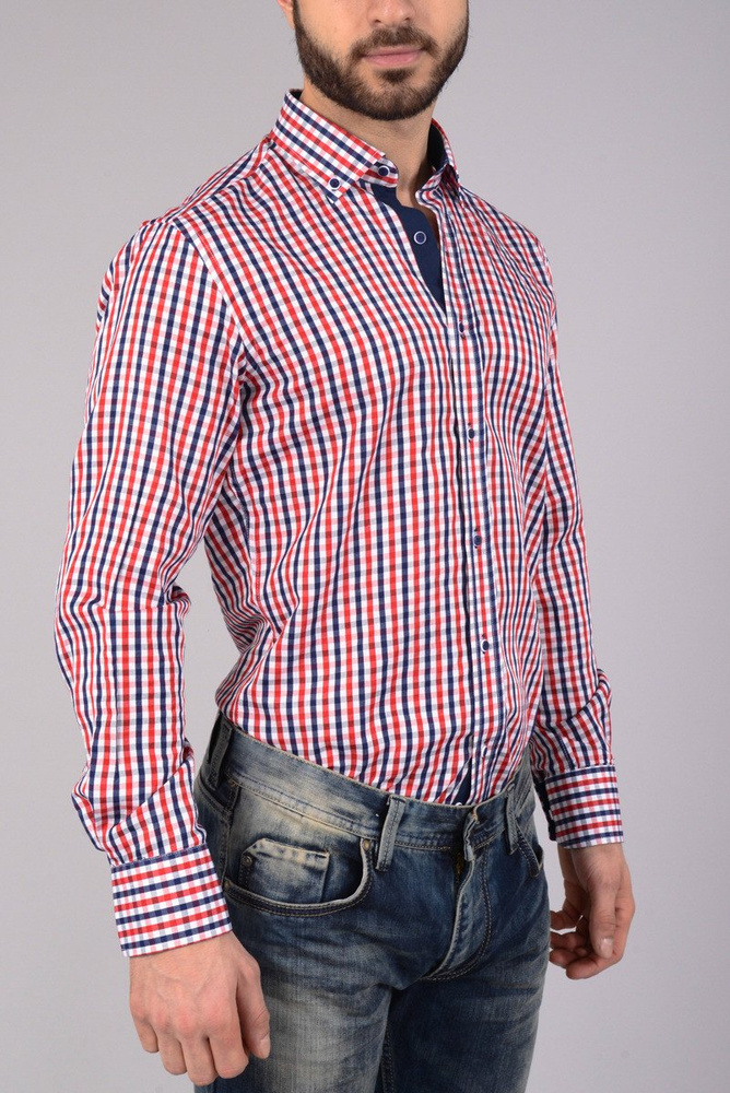 Elegancka Męska Koszula Łaty Kratka