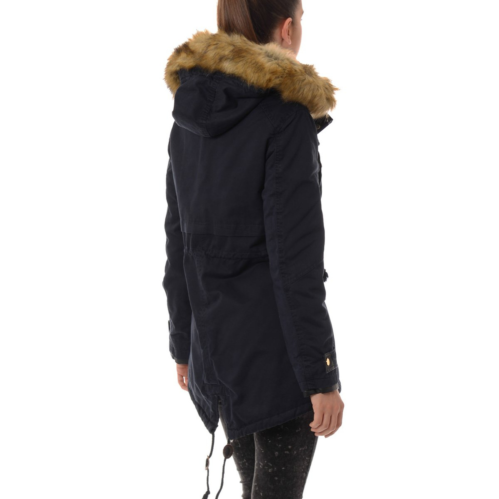 Damska Kurtka Parka Zimowa Futro Tina Granat