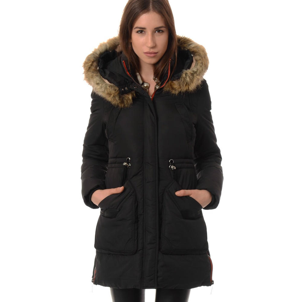 Damska Zimowa Kurtka Płaszczyk Czarna