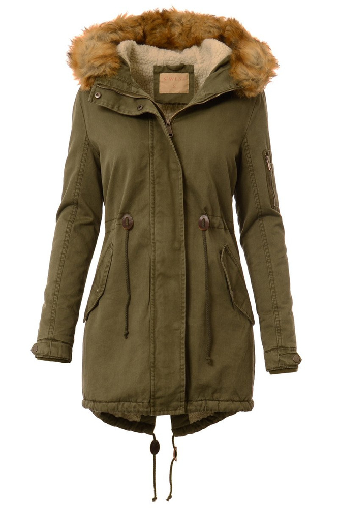 Damska Kurtka Parka Zimowa Zielona