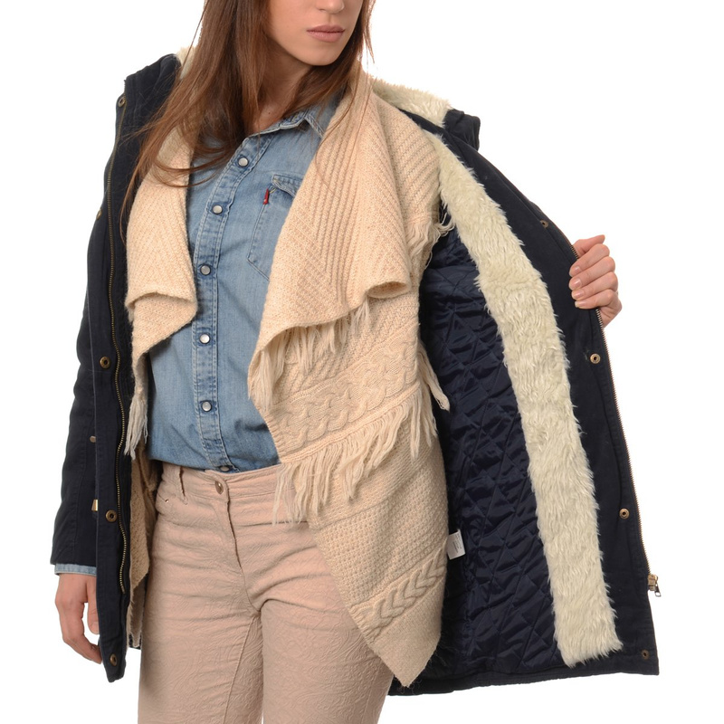 Damska Kurtka Parka Zimowa Granatowa