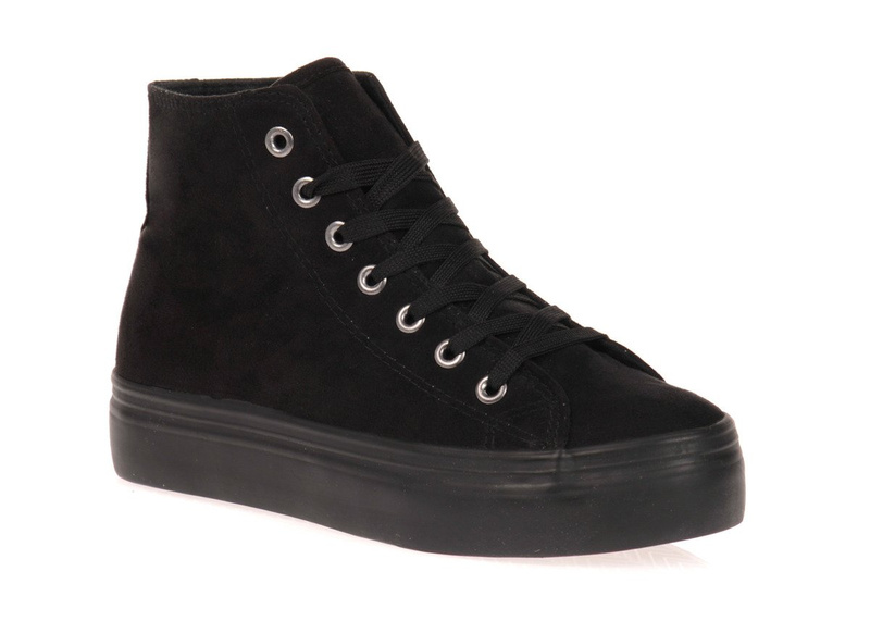 Wysokie Trampki Kylie Creepers Welur Czarne