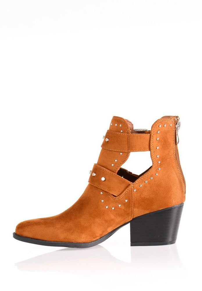 Damskie Botki Welur Camel