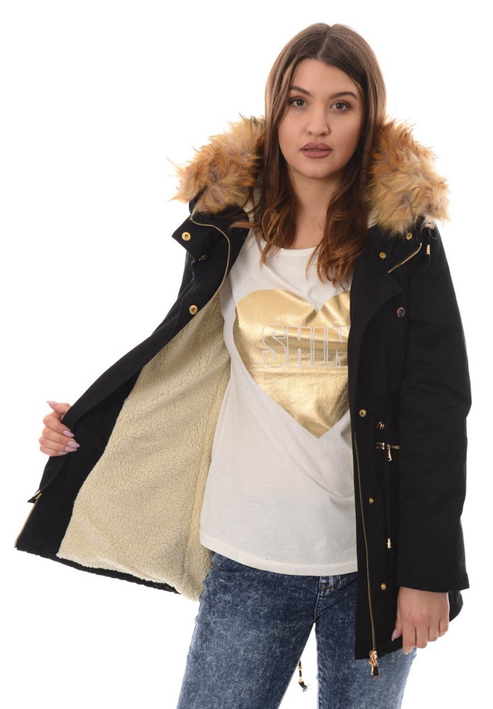 Piękna Damska Kurtka Parka =Czarna