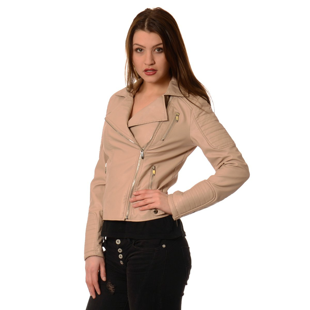 Damska Kurtka Ramoneska Evelina Beżowa