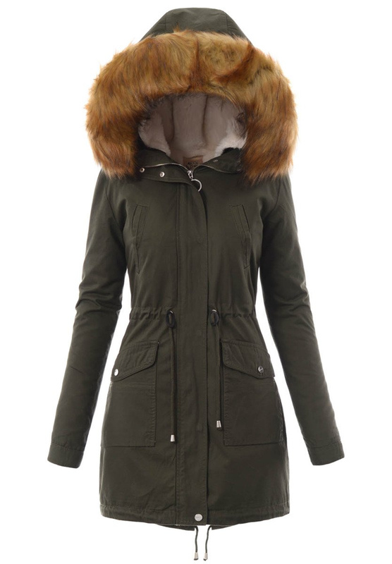 Damska Kurtka Parka Zimowa 2w1 Zielona