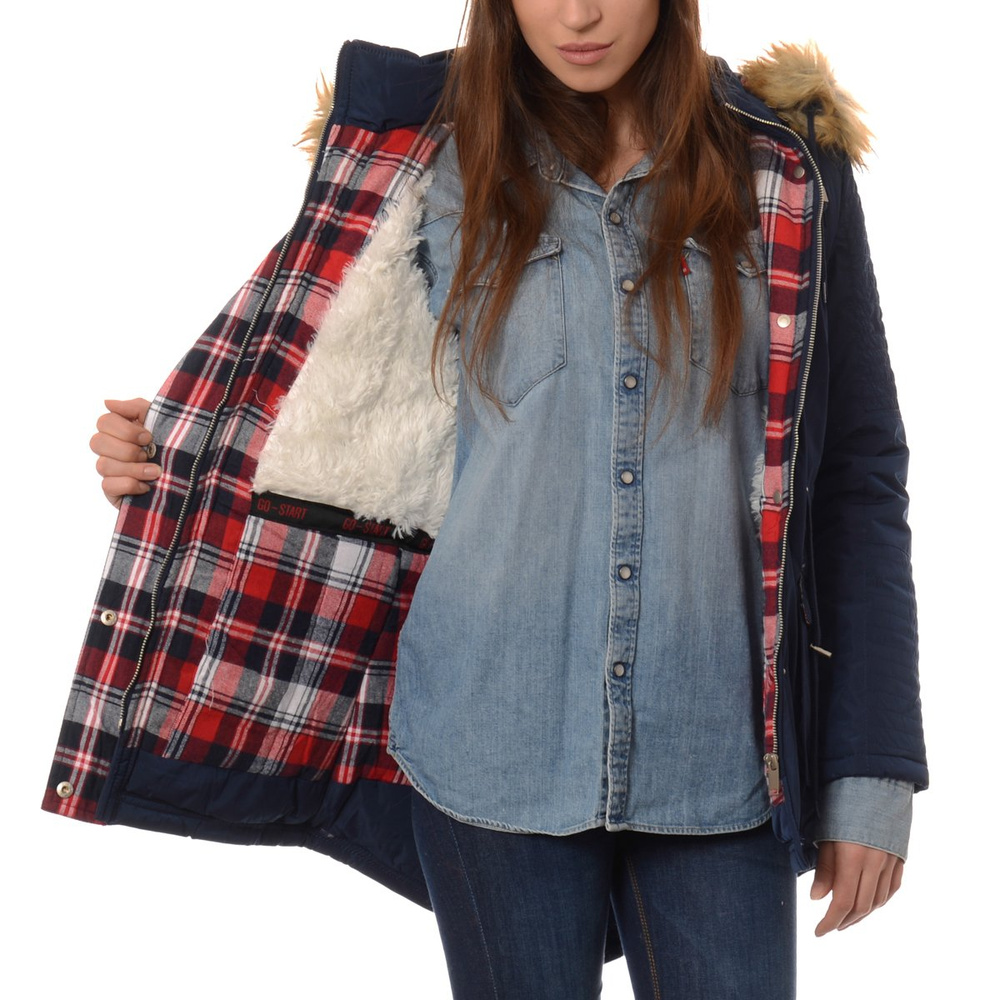 Parka Kurtka Zimowa Granatowa