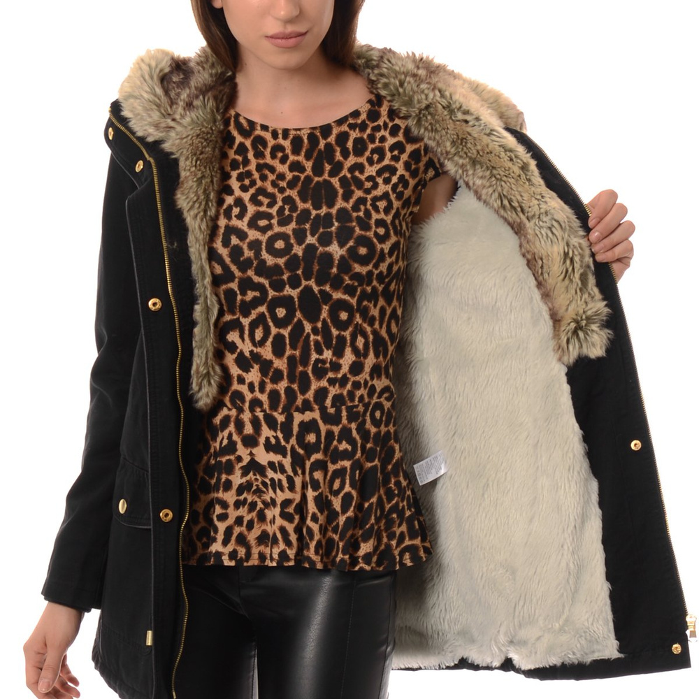 Damska Parka Kurtka Zimowa Czarna