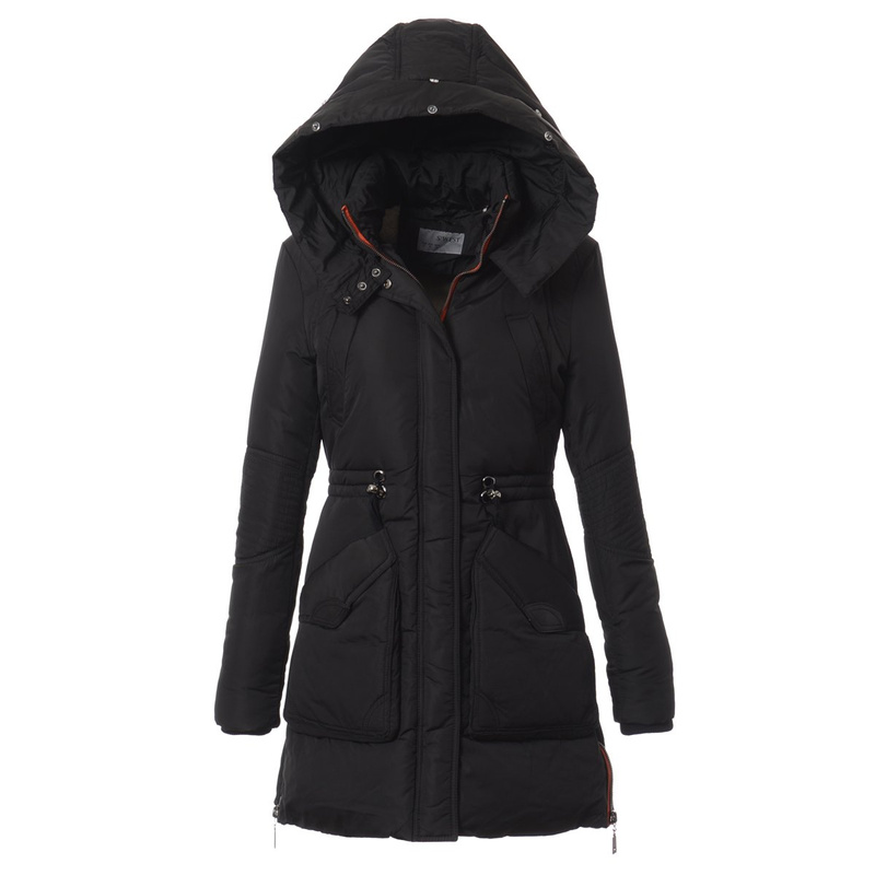 Damska Zimowa Kurtka Płaszczyk Czarna