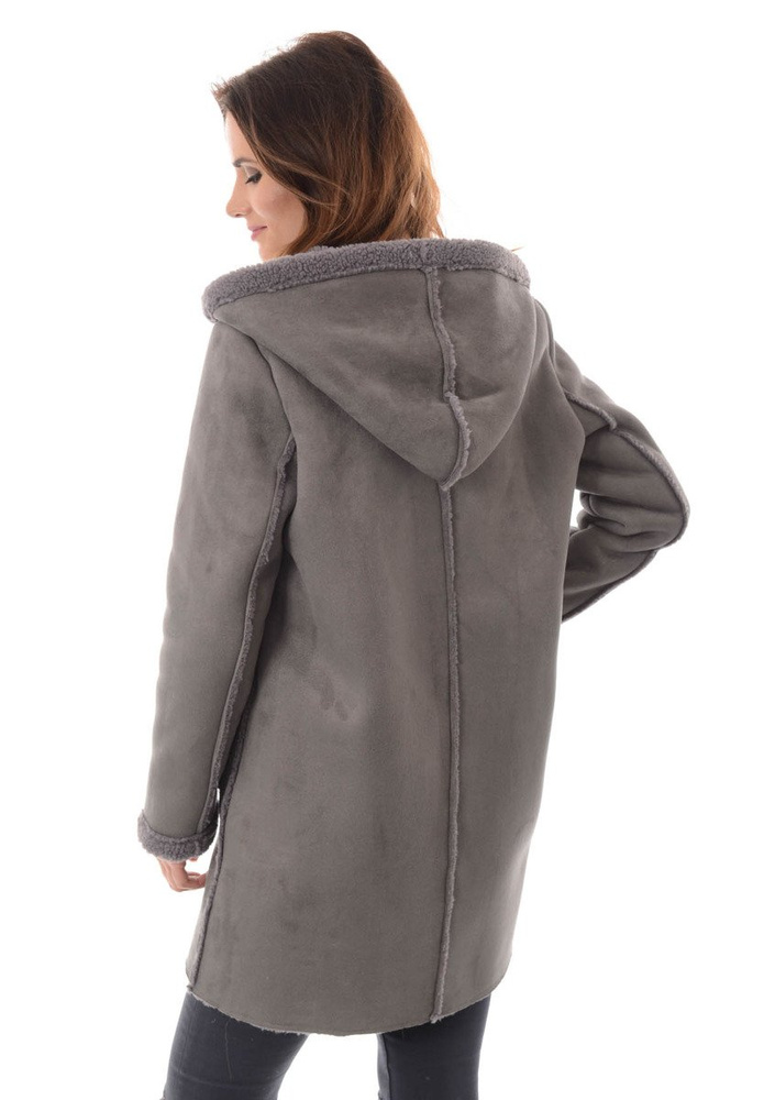 Damski Płaszcz Kożuch Zimowy Paloma Szary