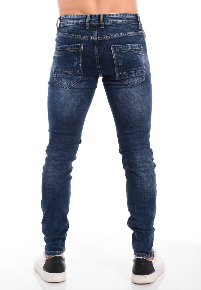 Męskie Spodnie Jeansowe Granatowe