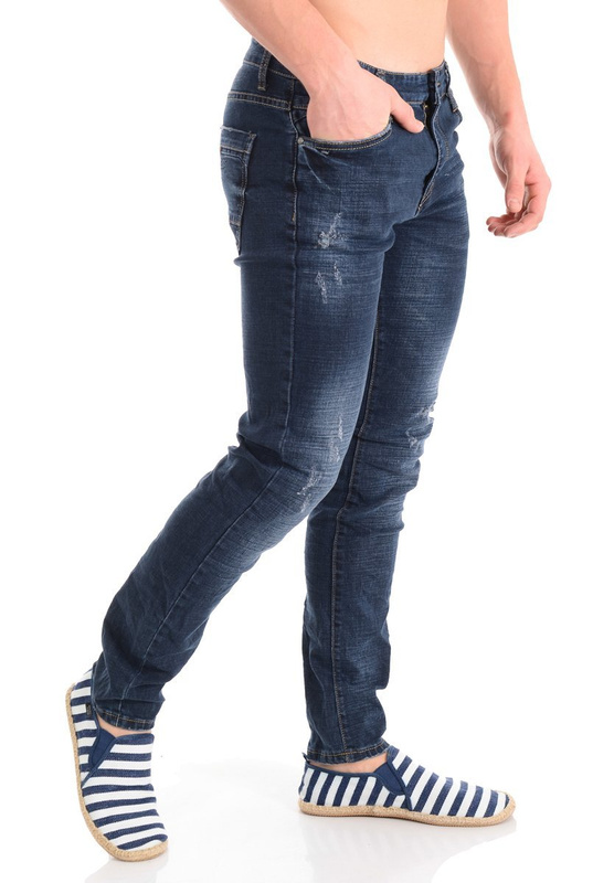 Męskie Spodnie Jeansowe Granatowe