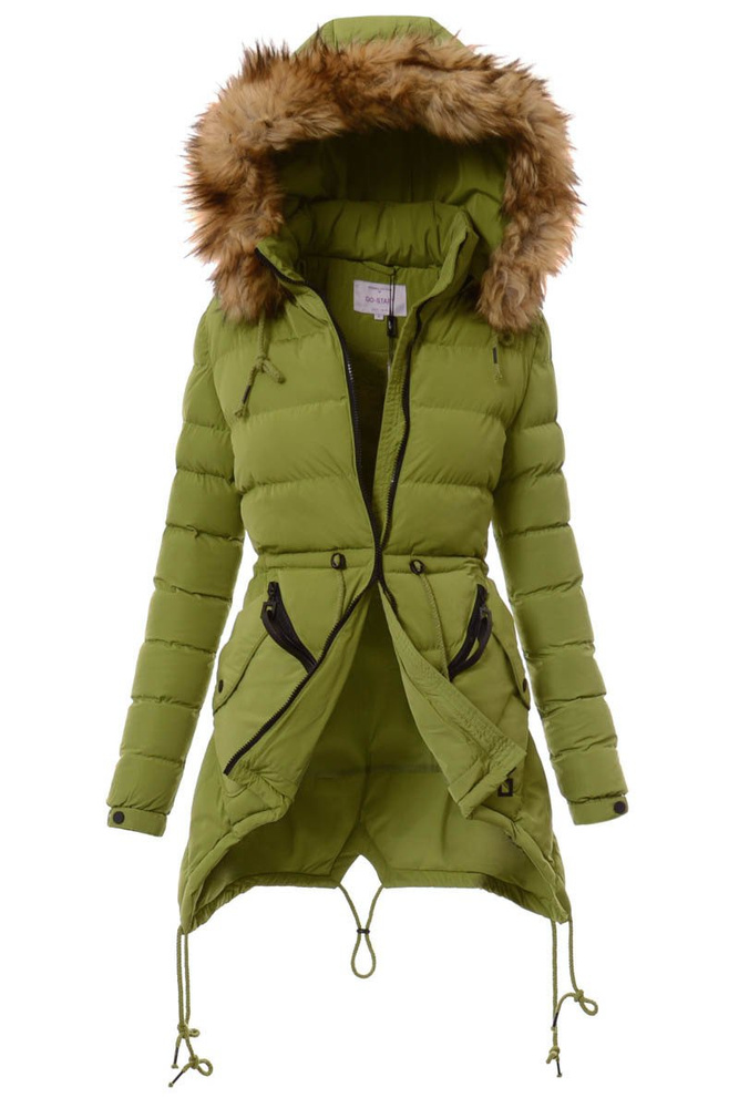 Damska Zimowa Kurtka Ortalionowa Jasno Zielona