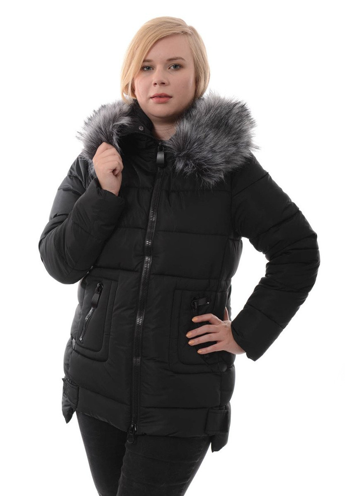 Damska Zimowa Ortalionowa Kurtka Czarna