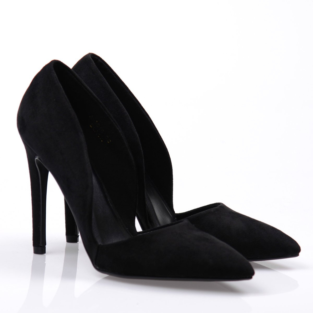 Asymetryczne Welurowe Szpilki Tola Czarne