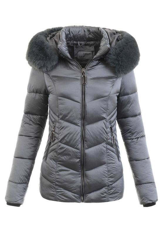Kurtka Zimowa Pikowana Żaneta Grafitowa