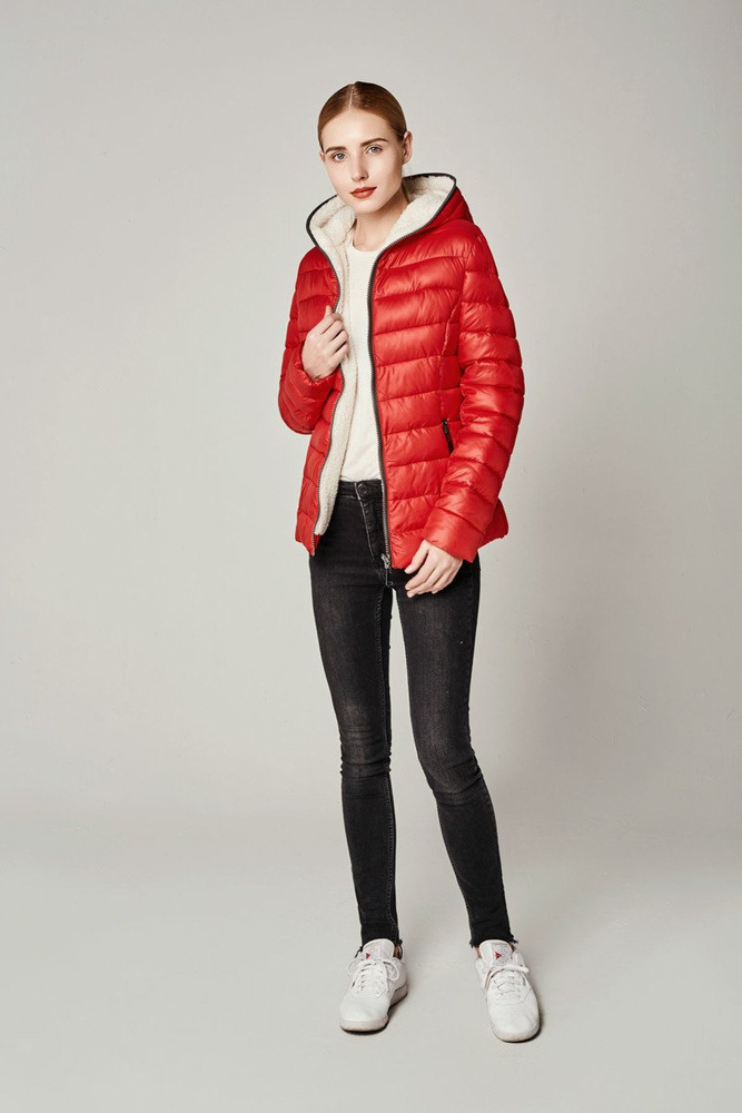 Damska Zimowa Kurtka Ortalionowa Czerwona