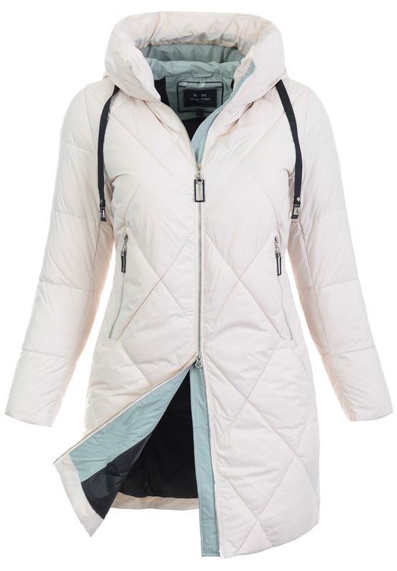 Damska Kurtka Pikowana Długa Leonia Beżowa