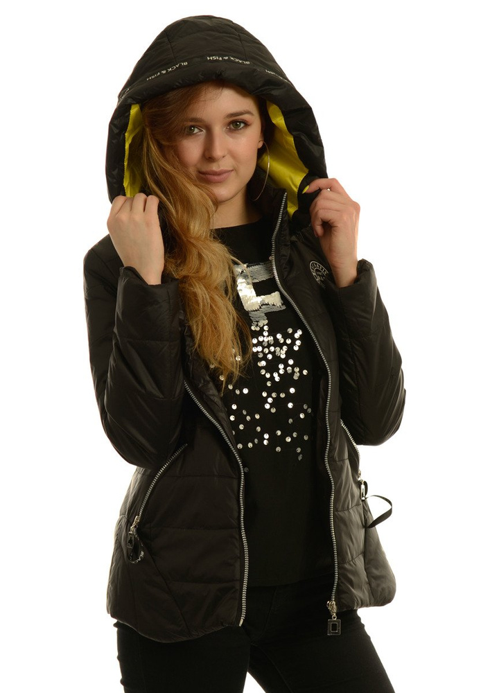 Damska Jesienna Wiosenna Kurtka Vivian Czarna