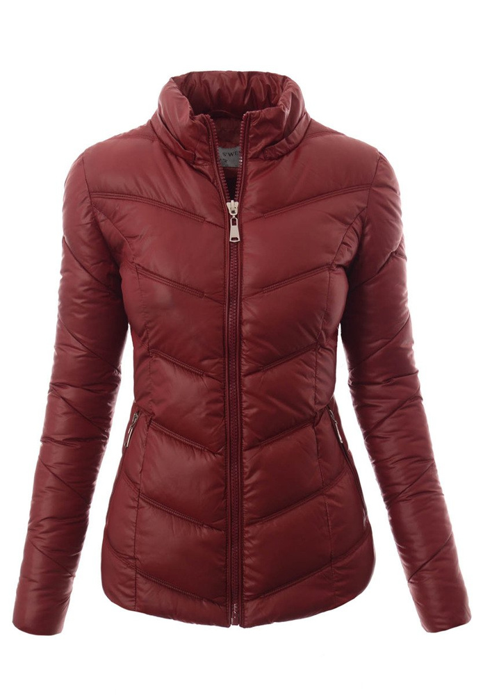 Damska Zimowa Kurtka Ortalionowa Bordowa