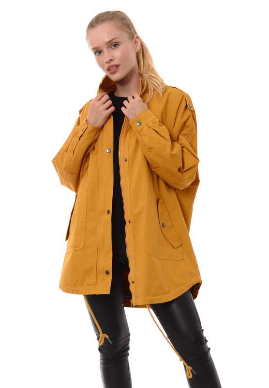 Damska Kurtka Parka Wiosenna Oversize Camel