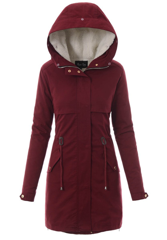 Damska Kurtka Parka Zimowa 2w1 Bordowa