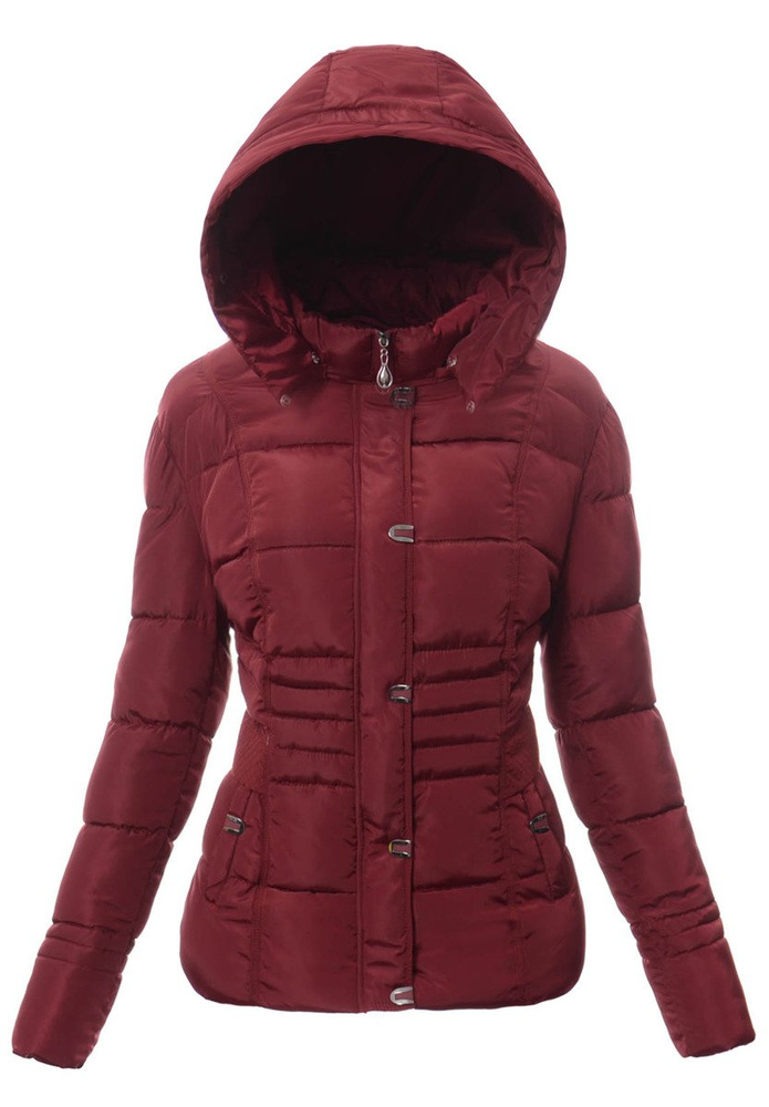 Damska Zimowa Ortalionowa Kurtka Bordowa