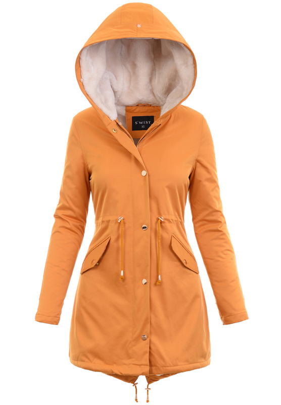 Damska Kurtka Parka Zimowa Wanessa Camel Z Futerkiem Ecru