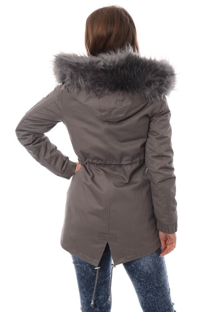 Piękna Damska Kurtka Parka 2w1 Emilia Szara