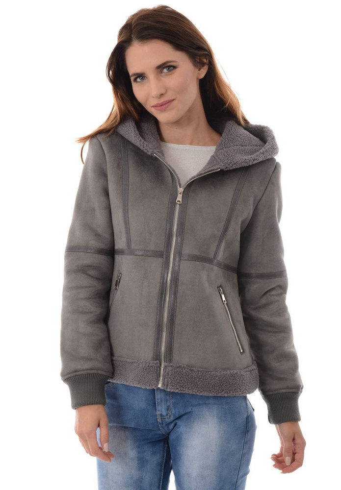 Damska Zimowa Kurtka Kożuszek Miriam Szara