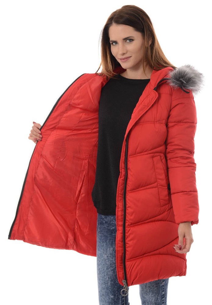 Damska Zimowa Kurtka Ortalionowa Klementyna Czerwona