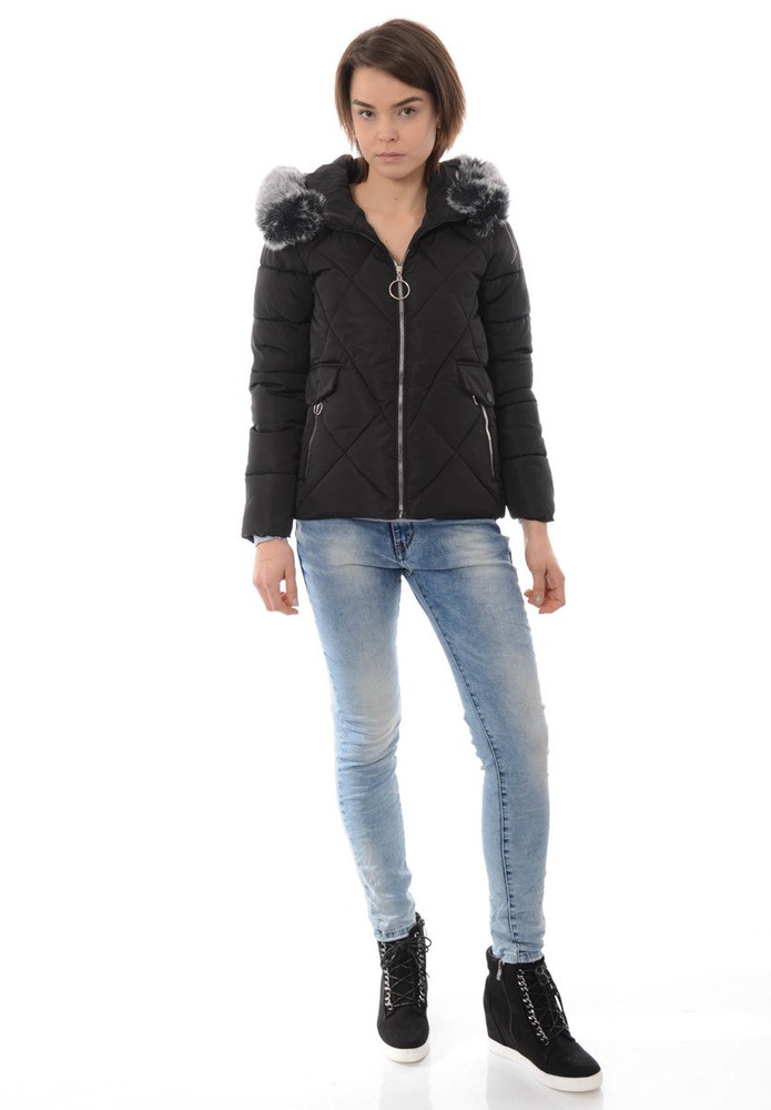 Damska Zimowa Kurtka Ortalionowa Czarna